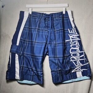 Aeropostale Spelled Out Logo‎ 34 W Blue Plaid Cargo Pocket